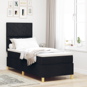vidaXL Box Spring Säng med Madrass Svart 80x200 cm Tyg