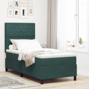 vidaXL Säng med resårbotten och madrass Mörkgrön 100x200 cm Sammet