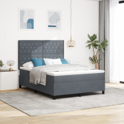 vidaXL Resårsäng med madrass 160x200 cm mörkgå sammet