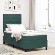 vidaXL Resårsäng med madrass 90x200 cm mörkgrön sammet