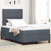 vidaXL Resårsäng med madrass 120x200 cm mörkgrå sammet