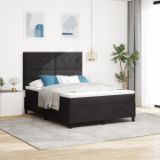 vidaXL Sängbotten med madrass - Svart, 140x190 cm, Sammet