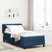 vidaXL Resårsäng med madrass 90x200 cm blå tyg