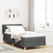 vidaXL Resårsäng med madrass 90x200 cm mörkgrå tyg