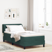 vidaXL Box Spring Säng med Madrass Mörkgrön 90x190 cm Sammet