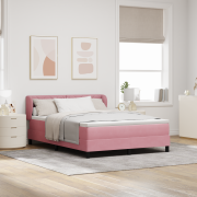vidaXL Säng med resårbotten och madrass Rosa 160x200 cm Sammet