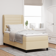 vidaXL Resårsäng med madrass 100x200 cm gräddvit tyg