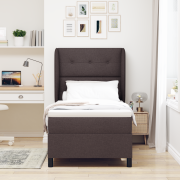 vidaXL Resårsäng med madrass 90x200 cm mörkbrun tyg