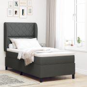 vidaXL Resårsäng med madrass 90x200 cm mörkgrå tyg