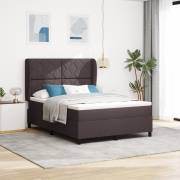 vidaXL Resårsäng med madrass 140x190 cm mörkbrun tyg