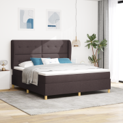 vidaXL Resårsäng med madrass 180x200 cm mörkbrun tyg