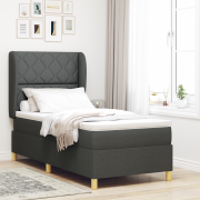vidaXL Resårsäng med madrass 90x200 cm mörkgrå tyg