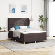 vidaXL Resårsäng med madrass 140x190 cm mörkbrun tyg