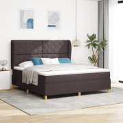 vidaXL Resårsäng med madrass 180x200 cm mörkbrun tyg