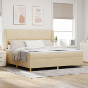 vidaXL Resårsäng med madrass 200x200 cm gräddvit tyg