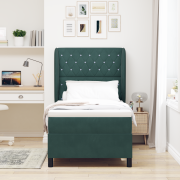 vidaXL Resårsäng med madrass 90x190 cm mörkgrön sammet