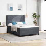 vidaXL Resårsäng med madrass 160x200 cm mörkgrå sammet