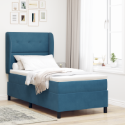 vidaXL Resårsäng med madrass 90x190 cm mörkblå sammet