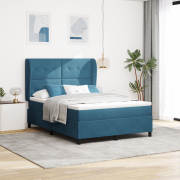 vidaXL Resårsäng med madrass 140x190 cm mörkblå sammet