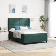 vidaXL Resårsäng med madrass 140x200 cm mörkgrön sammet