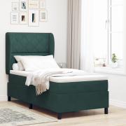 vidaXL Resårsäng med madrass 90x190 cm mörkgrön sammet