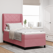 vidaXL Resårsäng med madrass 90x190 cm rosa sammet