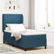 vidaXL Resårsäng med madrass 90x200 cm mörkblå sammet