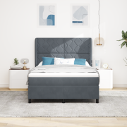 vidaXL Boxspring Säng med Madrass Mörkgrå 160x200 cm Sammet