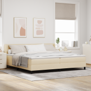 vidaXL Boxspring med madrass i grädde, 200 x 200 cm - tyg