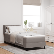 vidaXL Boxsäng med madrass i taupe, 80x200 cm tyg