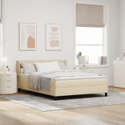 vidaXL Box Spring Säng med Madrass Gräddvit 160x200 cm Tyg