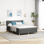 vidaXL Bäddmadrass med Säng Mörkgrå 140x200 cm Tyg