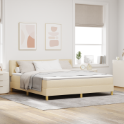 vidaXL Boxfjärmad säng med madrass, grädde, 180 x 200 cm, tyg