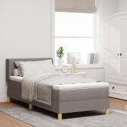 vidaXL Bockspring säng med madrass Taupe 80x200 cm tyg