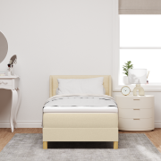 vidaXL Kontinental säng med madrass – Gräddfärgad, 90 x 200 cm, Textil