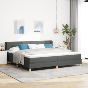 vidaXL box spring-säng med mörkgrå madrass, 200 x 200 cm, tyg