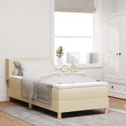 vidaXL Boxspring Säng med Madrass - Grädde, 100 x 200 cm Tygliknande