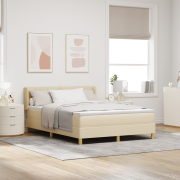 vidaXL Boxspring säng med madrass - Grädde, 160 x 200 cm, tyg
