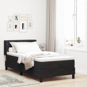 vidaXL Box Spring Säng med Madrass Svart 90x200 cm Sammet