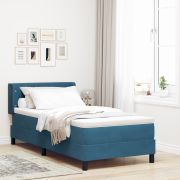 vidaXL Resårsäng med madrass 90x200 cm mörkblå sammet