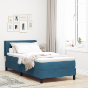 vidaXL Boxfjäderbed med madrass Mörkblå 90x190 cm Sammet