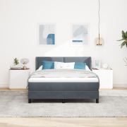 vidaXL Boxspring Säng med Madrass Mörkgrå 160x200 cm Sammet