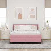 vidaXL Resårsäng med madrass 140x190 cm rosa sammet