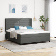 vidaXL Sängbotten med madrass Mörkgrå 180x200 cm Tyg