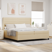 vidaXL Sängbotten med Madrass Grädde 200x200 cm Tyg