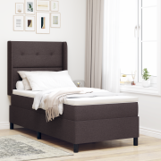 vidaXL Sängbotten med madrass Mörkbrun 90x190 cm Tyg
