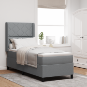 vidaXL Box Vårramsäng med Madrass Ljusgrå 90x190 cm