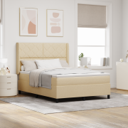 vidaXL Boxspring säng med madrass i krämvit, 160x200 cm, tyg