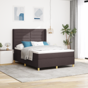 vidaXL Sängbotten med Madrass Mörkbrun 140x190 cm Tyg