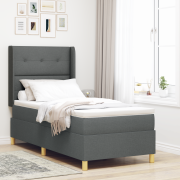 vidaXL Sängram med madrass Mörkgrå 90x190 cm Tyg